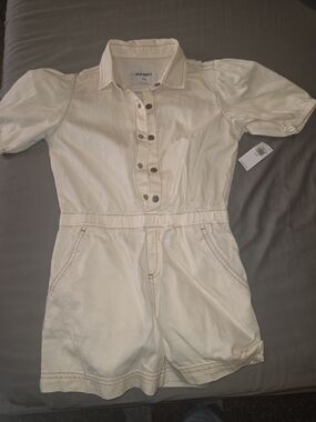 Old Navy Cream Button-Front Short Romper